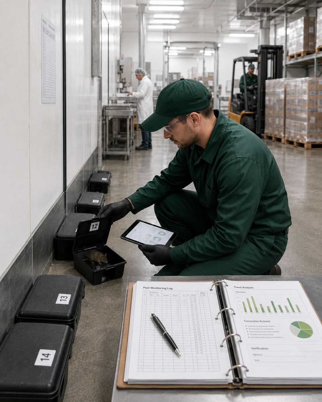 Tecnico Ekonore durante il controllo di un dispositivo di multicattura per roditori