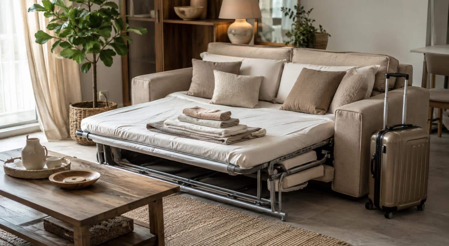 Divano letto di una casa vacanza in affitto breve