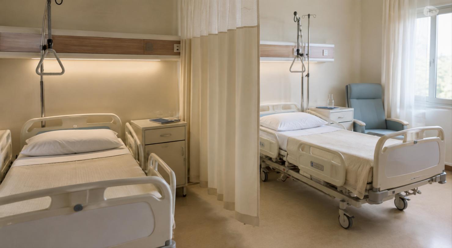 Camera doppia di RSA con posti letto ravvicinati, condizione che favorisce la diffusione delle cimici
