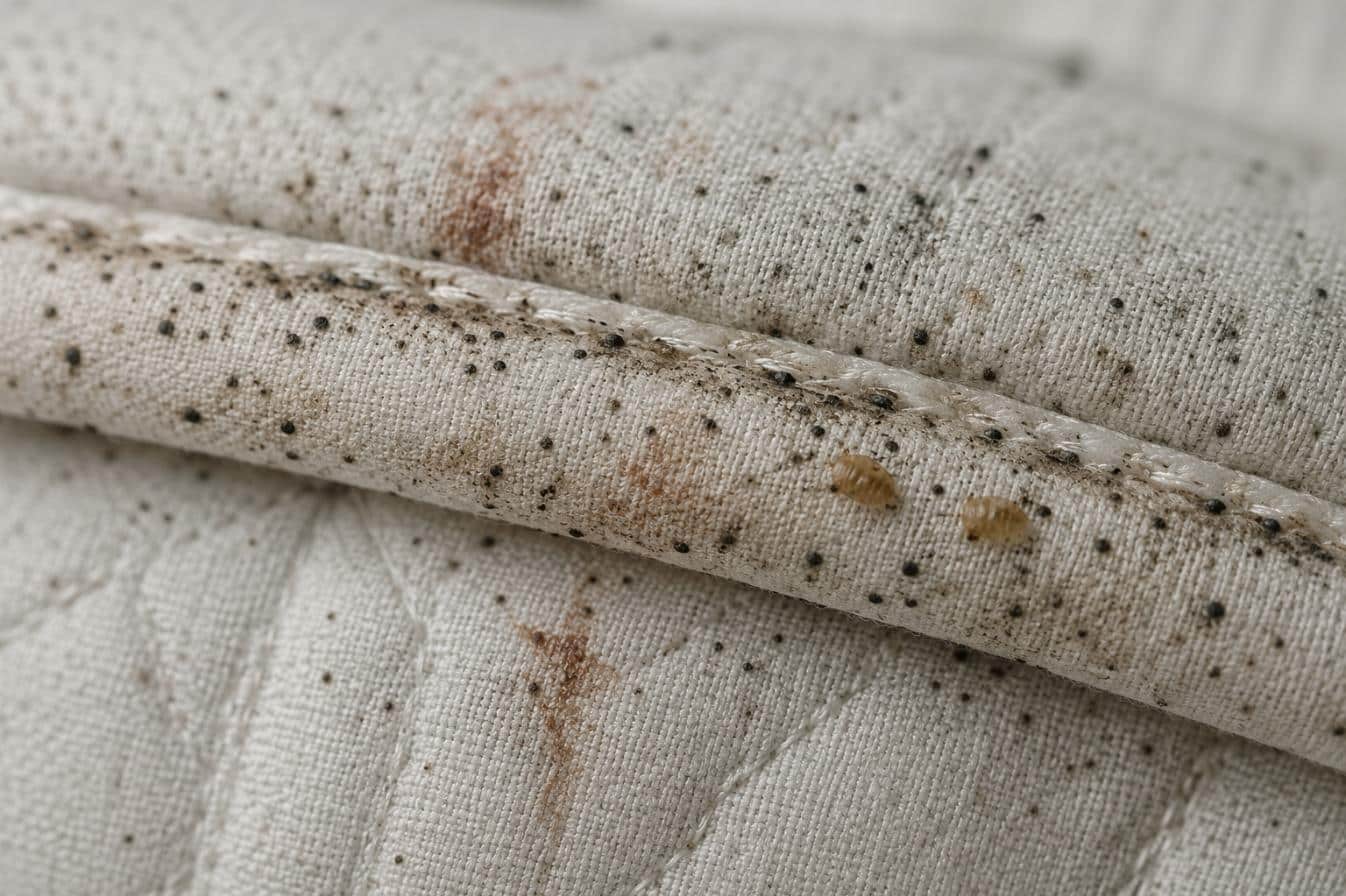 Tracce scure di cimici dei letti sul materasso