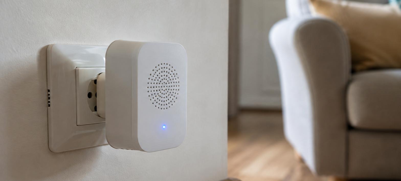 Dispositivo repellente a ultrasuoni per topi inserito in una presa elettrica del soggiorno