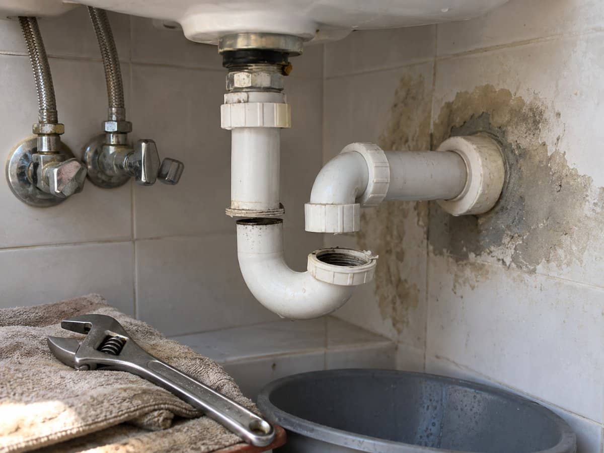Sifone del lavandino del bagno parzialmente smontato