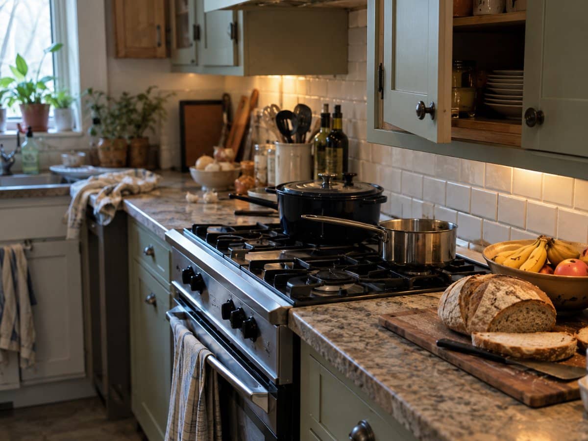 Alimenti non coperti su un piano cucina