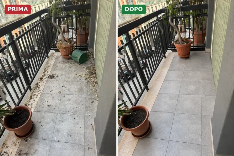 Bonifica guano prima e dopo: balcone in centro città