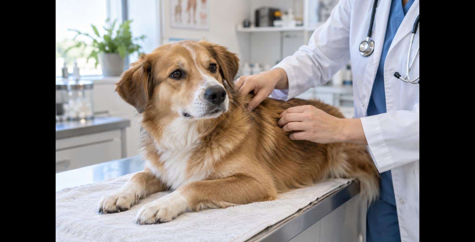 Visita veterinaria di un cane: i sintomi dell’avvelenamento da veleno per topi vanno valutati subito