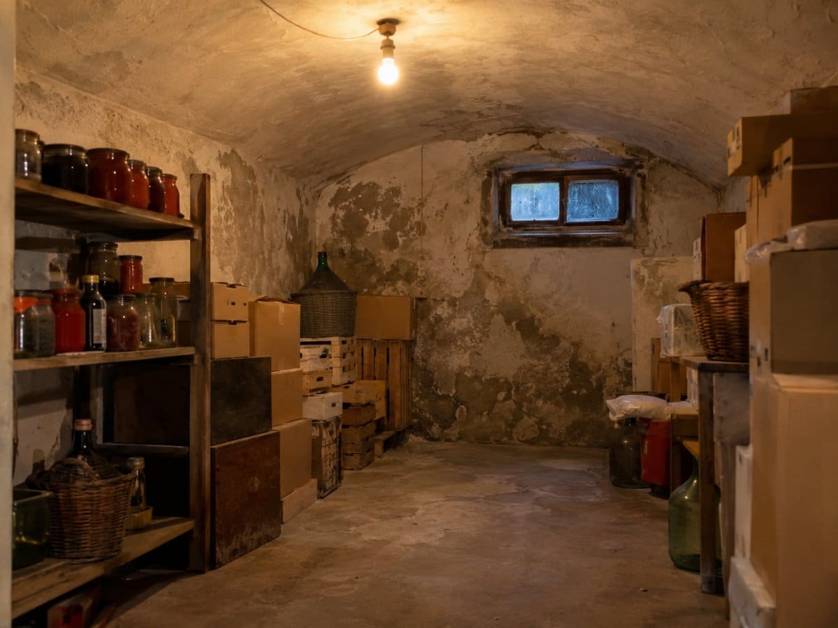 Cantina comune di condominio con scatole di cartone: ambiente tipico in cui si innescano le infestazioni di topi