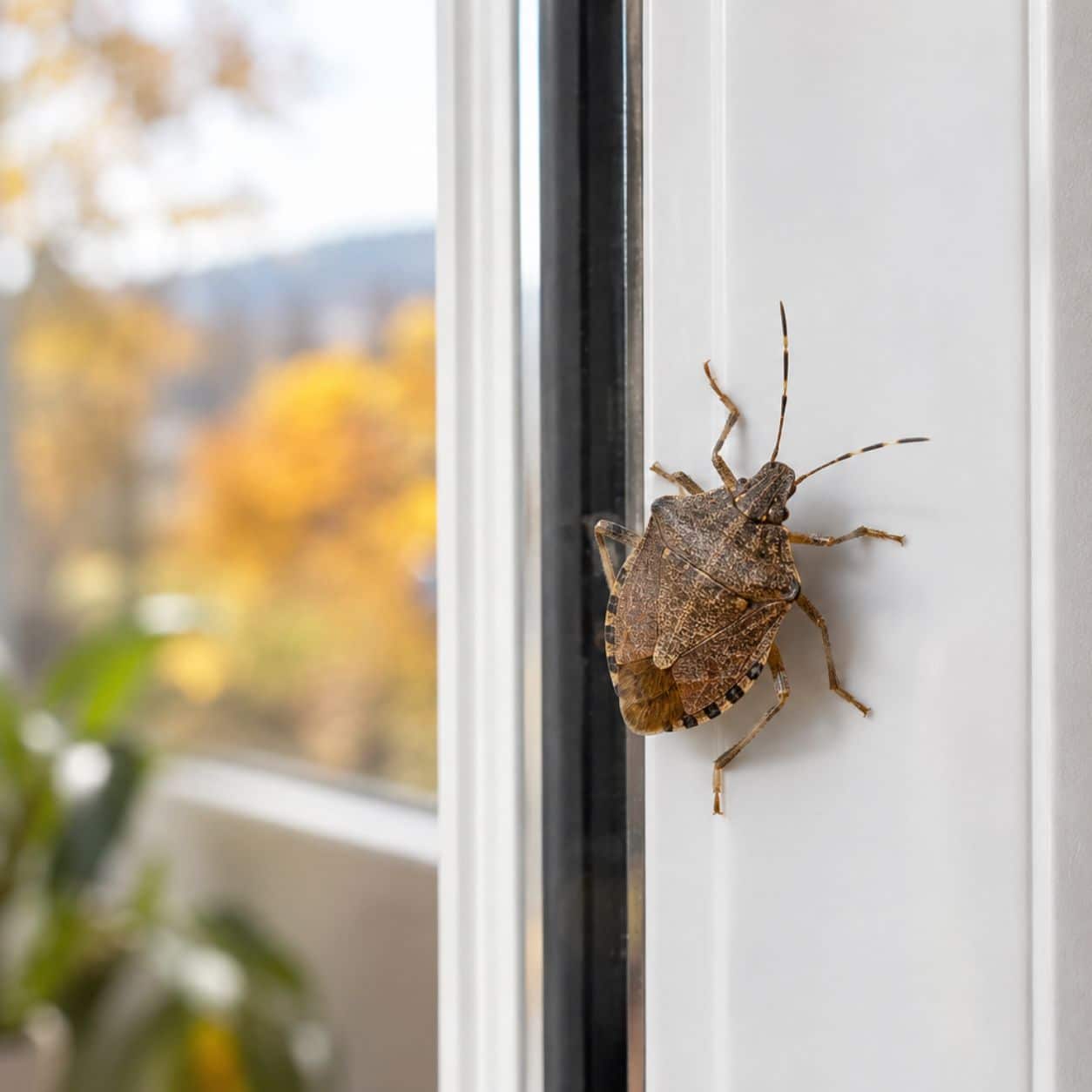 Cimice asiatica su una finestra domestica