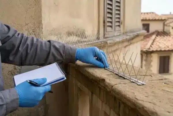 Controllo dei dissuasori antipiccioni dopo la posa su un davanzale