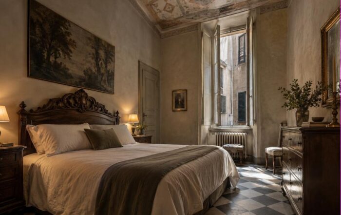 Camera in un palazzo antico del centro storico di Genova, edilizia stratificata ricca di rifugi per le cimici