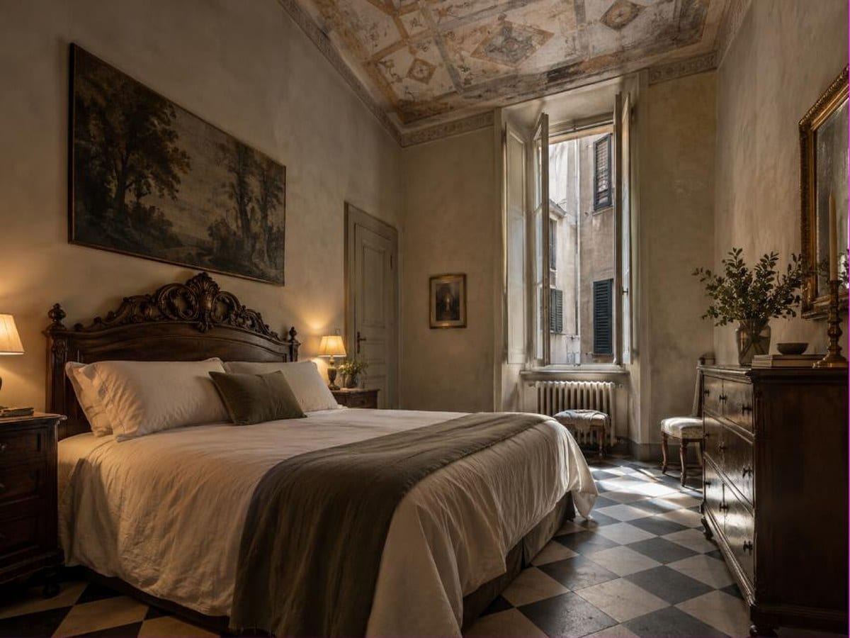 Camera in un palazzo antico del centro storico di Genova, edilizia stratificata ricca di rifugi per le cimici