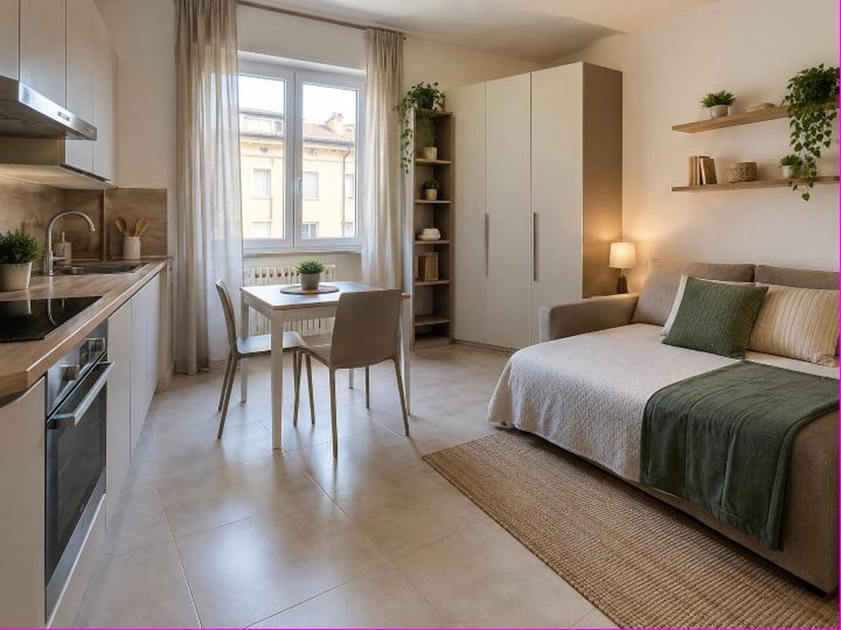 Monolocale arredato in affitto a Torino con angolo cottura e divano letto