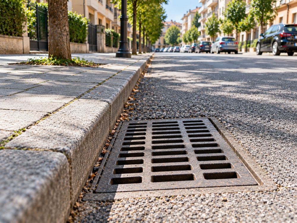 Tombino con griglia in strada, uno dei luoghi da cui risale la blatta americana